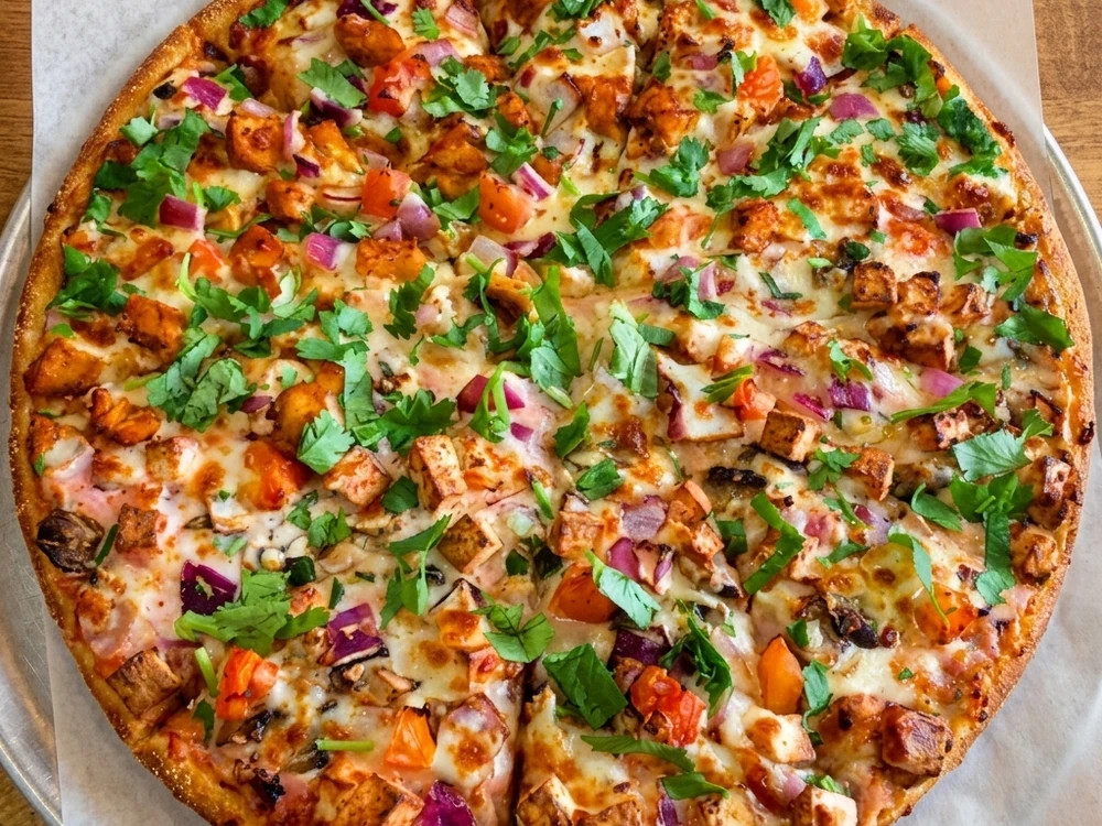 Loaded specialty pizza with generous toppings at New Pizza Factory Edmonton