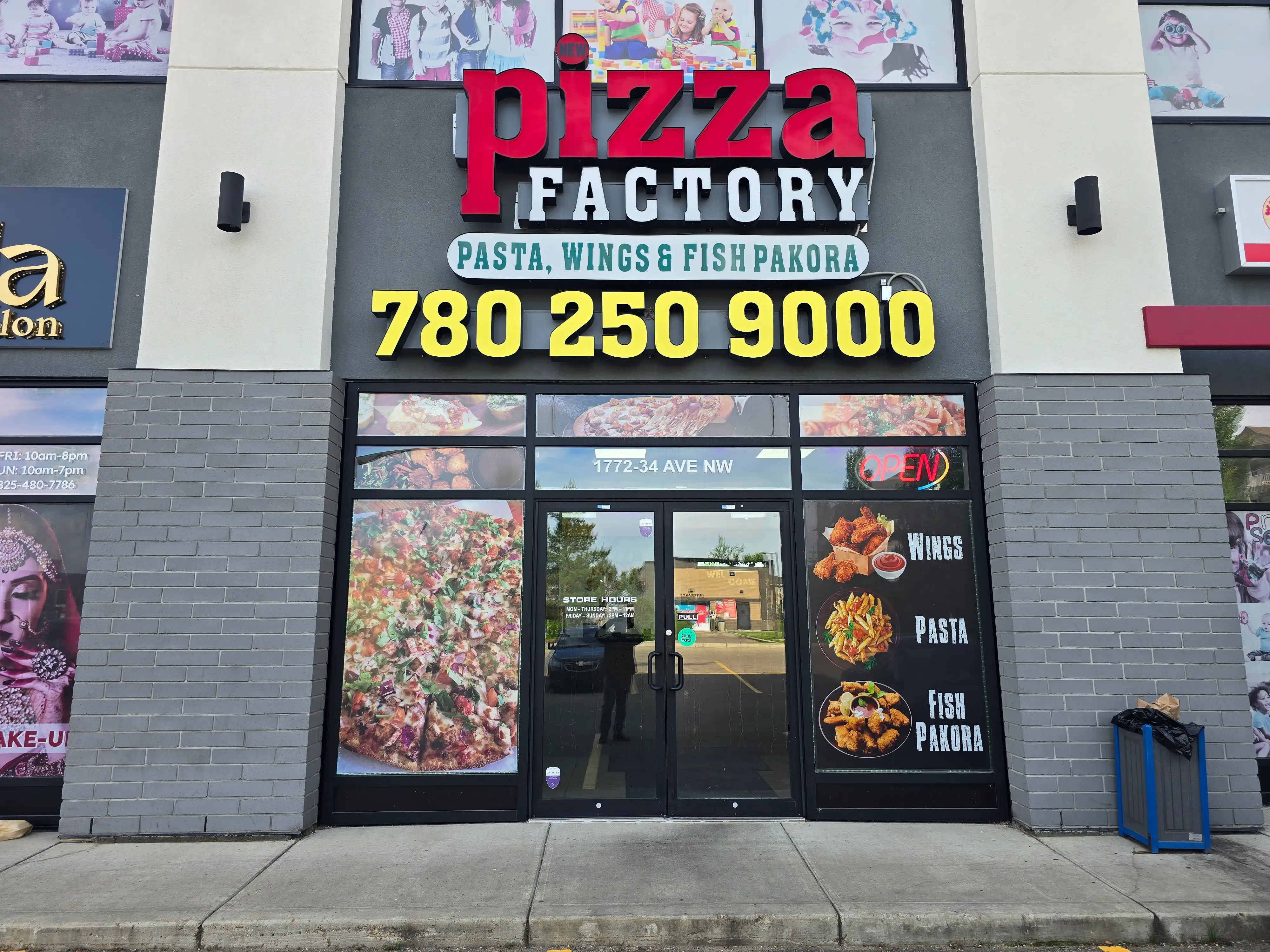 New Pizza Factory pizza restaurant on 34 Ave NW in southeast Edmonton, AB